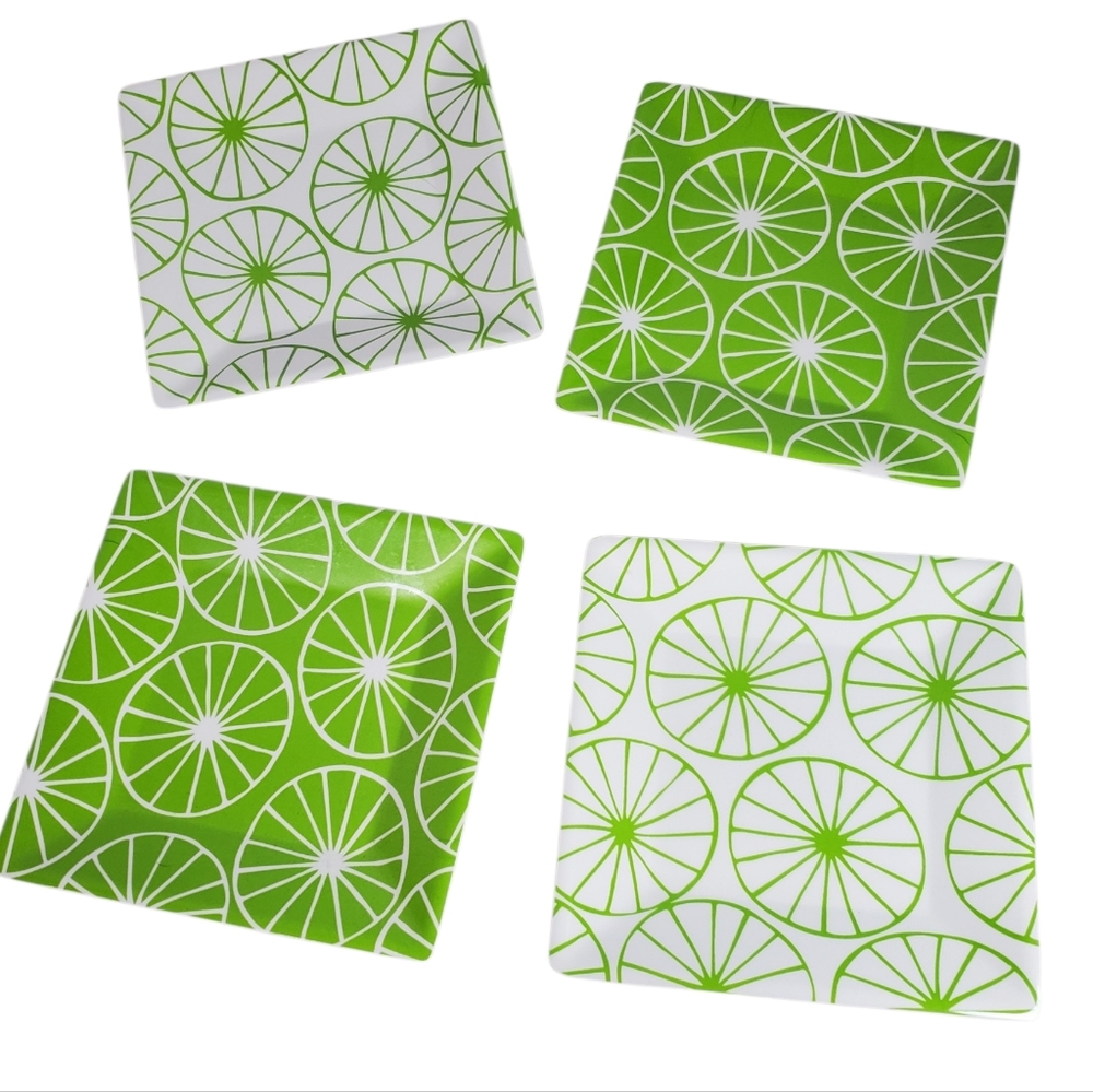 The CELLAR Plate Set From Macy's Retired Lime Print Summer Melmack Kitchen